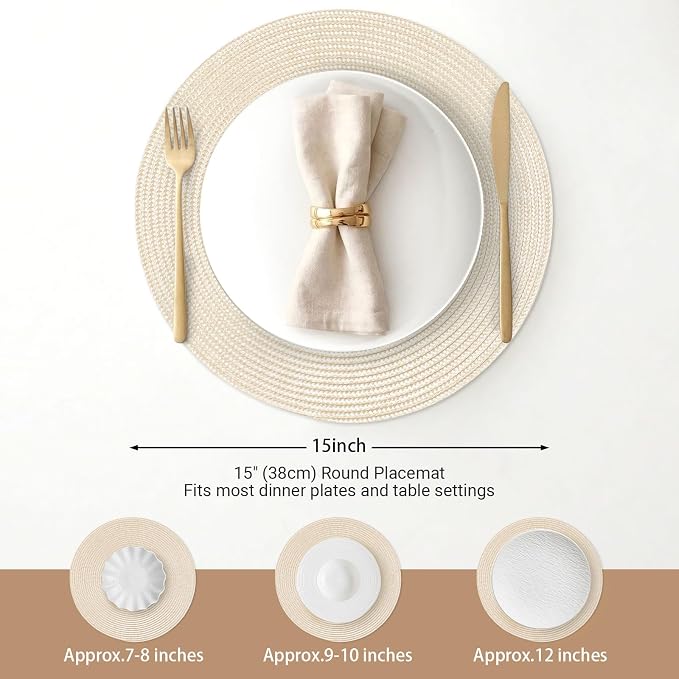 FunWheat Round Braided Placemats Set of 8 Place Mats - Image 2