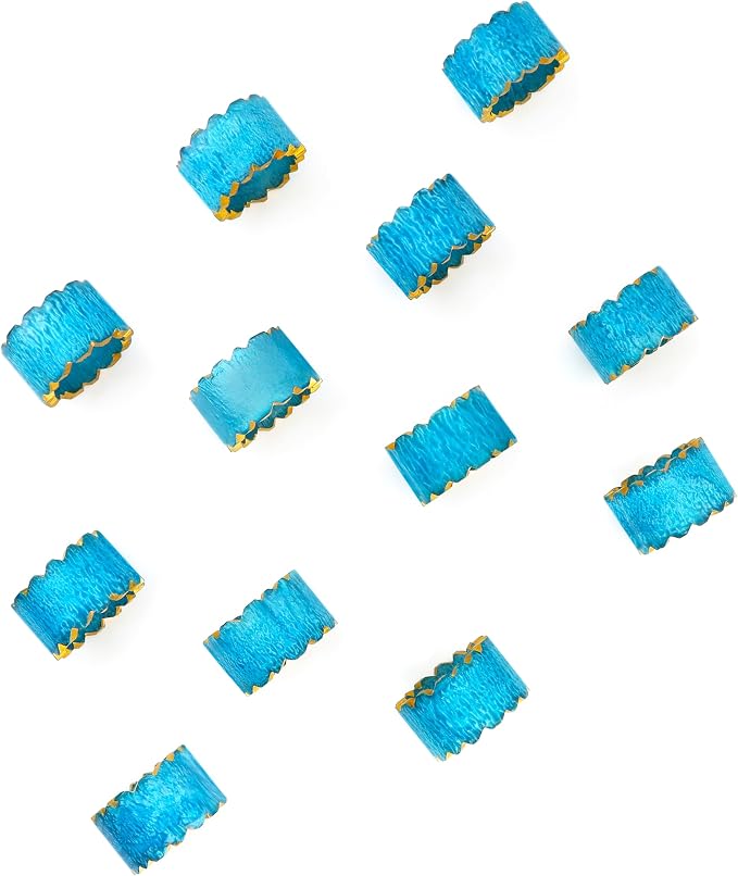 ALPHA Living HOME Handmade Epoxy Napkin Rings Set of 12 | Elegant Round Napkin - Image 4