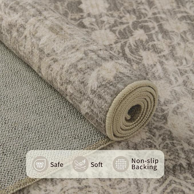 9x12 Washable Area Rug for Living Room, Extra Large Neutral Vintage Boho Rugs - Image 5