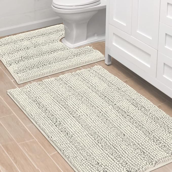 H.VERSAILTEX Bathroom Rugs Bath Rug Set 2 Piece Bathroom Contour Rug Toilet Mat by HVERSAILTEX