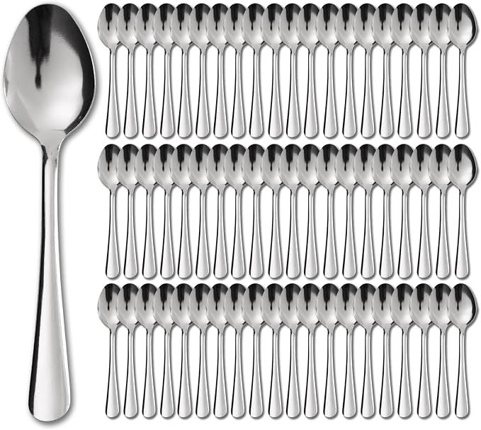 Windsor 96-Piece Set Stainless Steel Teaspoons, Tea Spoons | 5.9-Inch Food by Hansmart