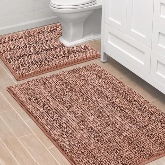H.VERSAILTEX Bathroom Rugs Bath Rug Set 2 Piece Bathroom Contour Rug Toilet Mat by HVERSAILTEX