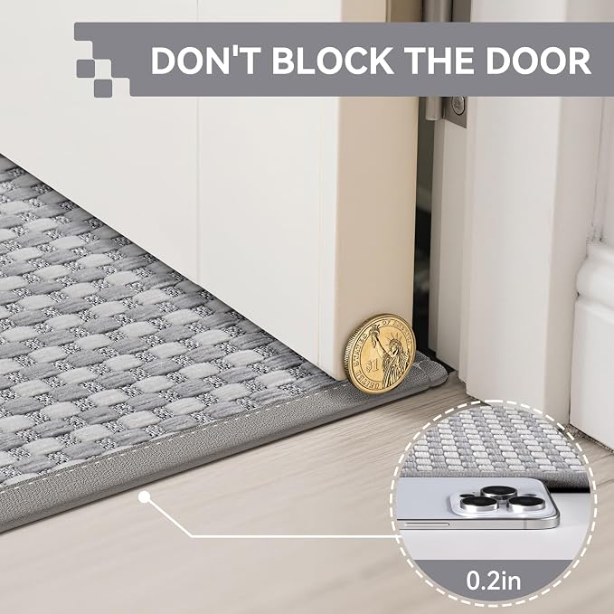 Front Door Mat 17''x30'', Absorbent Dirt Resist Washable Non Slip Low-Profile - Image 5