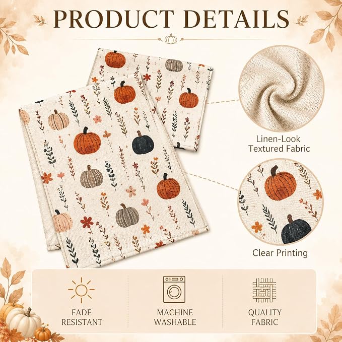 Fall Table Runner 13×48 Inch, Watercolor Pumpkin Floral Autumn Table Decor | - Image 5