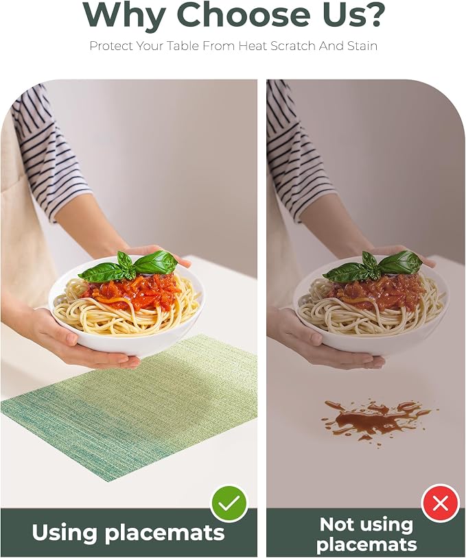 Leetaltree Gradient Green Woven Placemats Set of 12 - Image 9