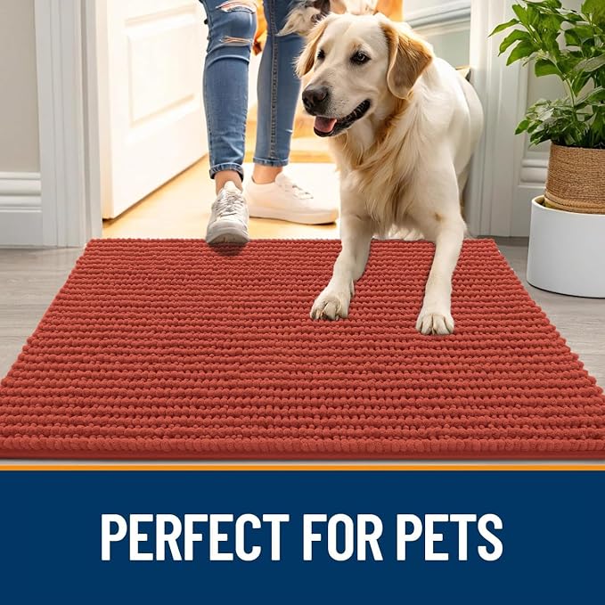 OLANLY Dog Door Mat for Muddy Paws 24x16, Ultra Absorbent Chenille Mud Doormat - Image 6