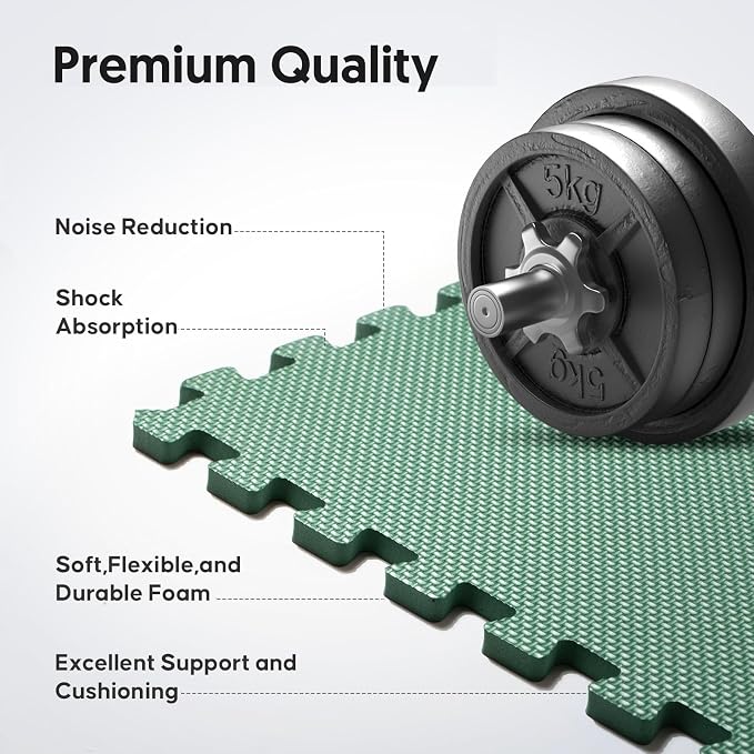 Home Gym Mat, Puzzle Exercise Mat, EVA Interlocking Foam Floor Tiles - Image 3