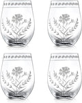 Joeyan Hand Blown Etched Stemless Wine Glasses, Carved Red and White Wine by JoeyanHousehold