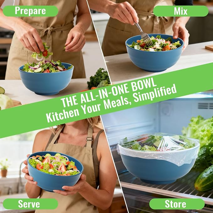 Wheat Straw Bowls Set of 6, 60 OZ Unbreakable Camping Bowls, Microwave Safe & - Image 7