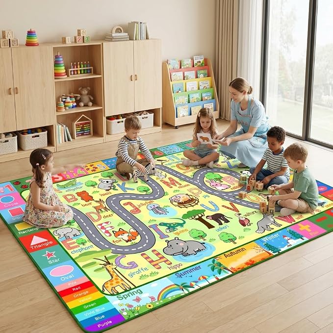 Kids Rugs for Playroom 6x9 Feet, Educational Area Rug by HBUFBUQ