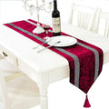 Glam Burgundy Table Runner, Bling Sequin Rhinestone, Ombre Velvet by Jiino