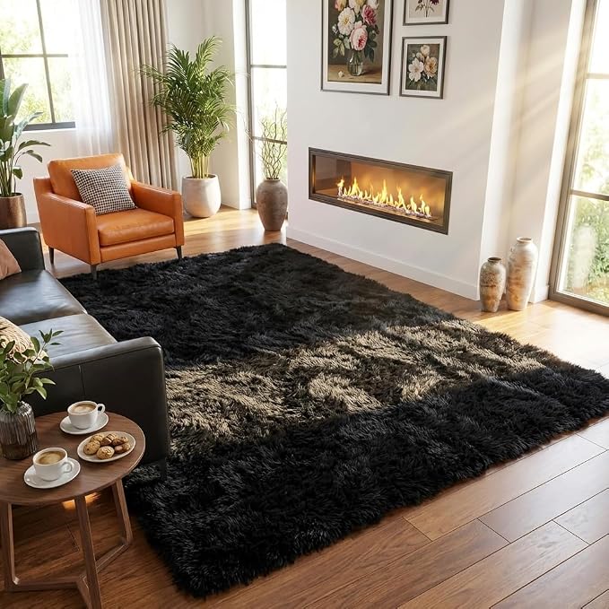Mugorn Black Rugs for Bedroom, 3x5 Feet Fluffy Area Rugs for Living Room - Image 7