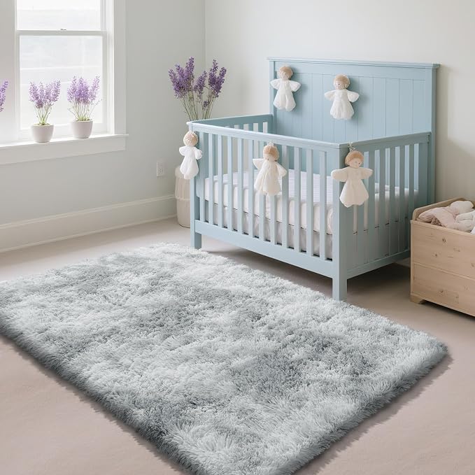 Fluffy Rug Shag Area Rug, Mottling Grey 2x4 Area Rugs - Image 2