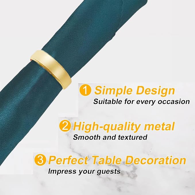 16 Pcs Matt Gold Napkin Rings - Image 5