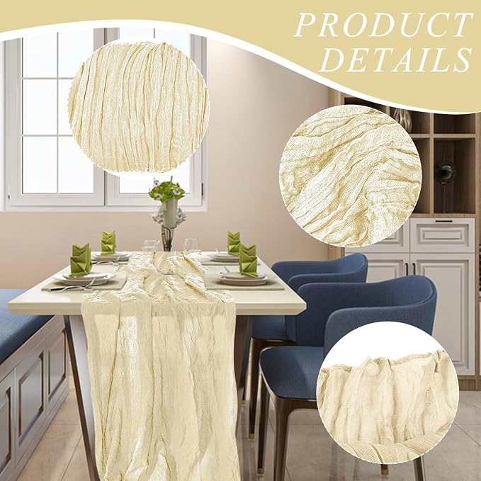 12 Pack Cheesecloth Table Runner, Runner Gauze Boho Wedding Decor Romantic - Image 3