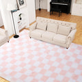 Super Soft Rug for Bedroom, 8x10 Ft Pink and White Area Rug Classic Checkered by TOOHUB