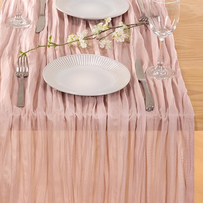 12 Pack Pink Table Runner 10ft Rustic Gauze Cheesecloth Table Decor | - Image 2
