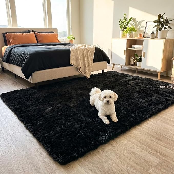 Mugorn 8x10 Area Rugs for Living Room, Large Fluffy Black Rugs for Bedroom - Image 7