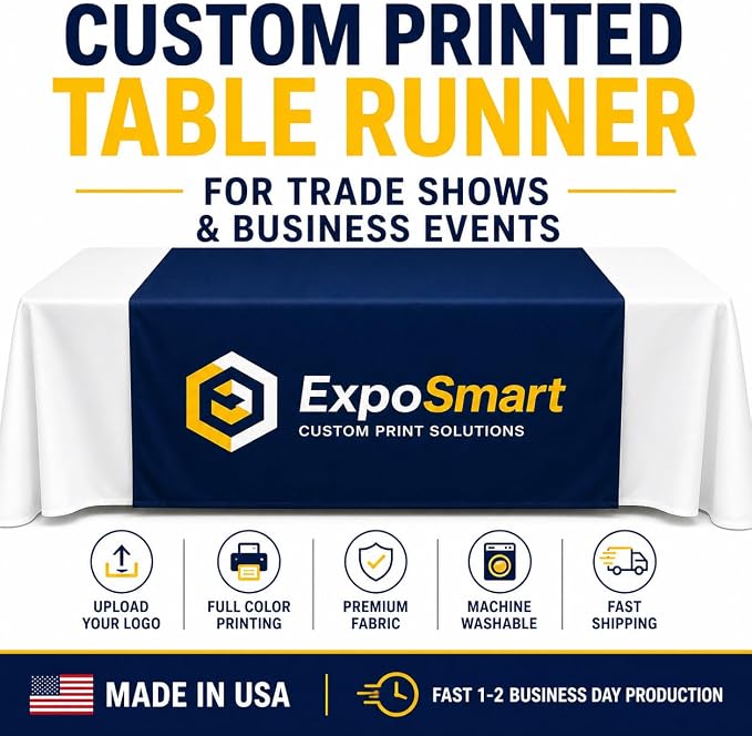 Custom Table Runner with Logo, Personalized Trade Show Table Runner, Full Color - Image 2