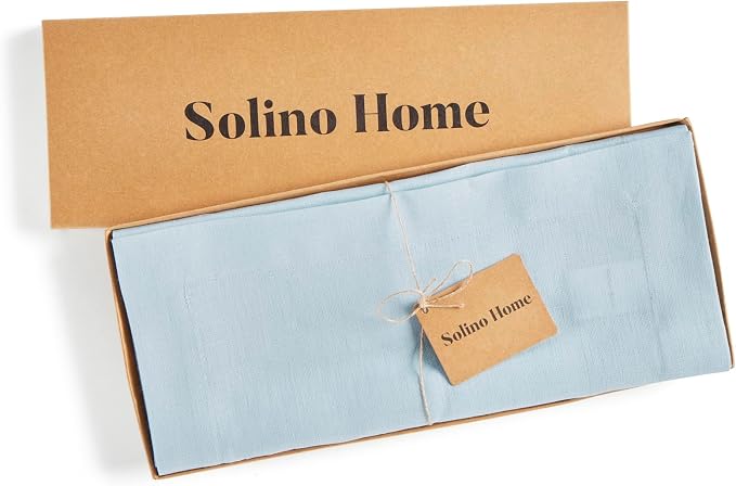 Solino Home 100% Pure Linen Table Runner Ice Water Long, Fete 14 x 108 in | - Image 5
