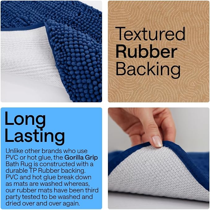 GORILLA GRIP Bath Rug Mat 44x26, Soft Absorbent Chenille, Quick Dry Microfiber - Image 3