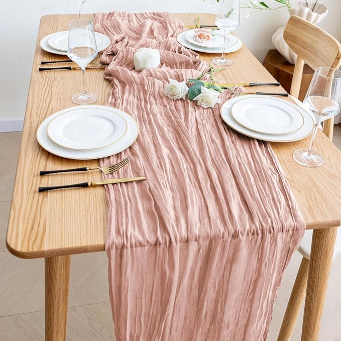Cheesecloth Table Runner Dusty Pink 10FT Boho Gauze, 6 Pack | 120 Inch Cheese - Image 6