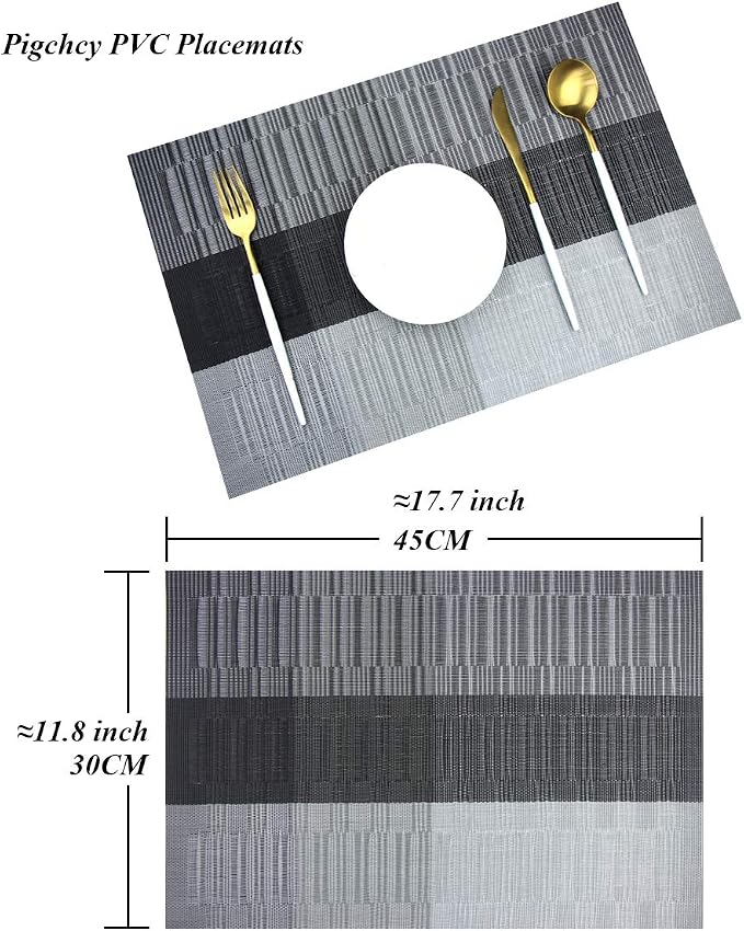PIGCHCY Vinyl Placemats Set of 12 Washable Durable Kitchen Place Mats Easy to - Image 2