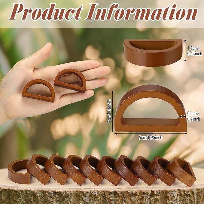 12 Pcs Wooden Napkin Rings Handmade Dining Napkin Holder Buckles Farmhouse - Image 2