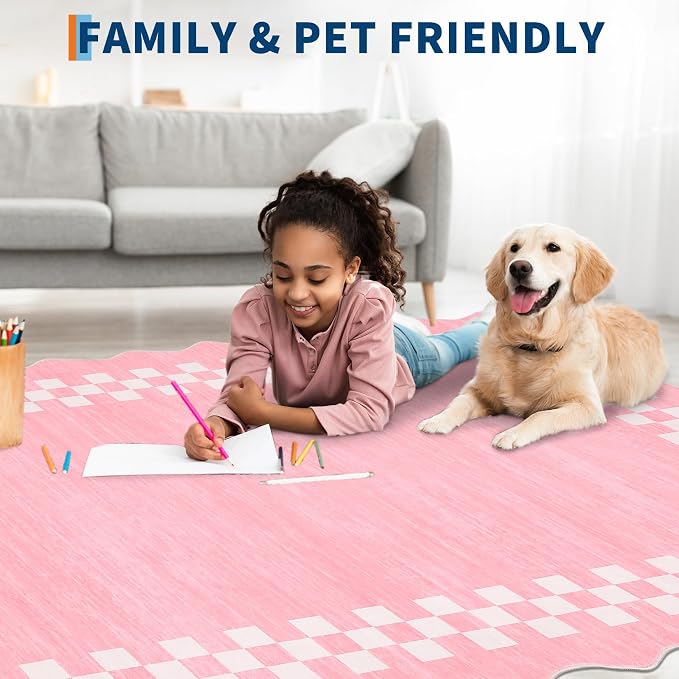 GarveeHome 8x10 Area Rug for Living Room Scalloped Washable Large Bedroom Rug - Image 3