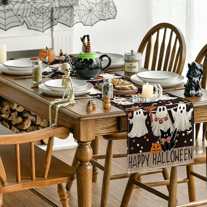Artoid Mode 210 GSM Halloween Table Runner 13x72 Inch Home Party Decor | Ghost - Image 4