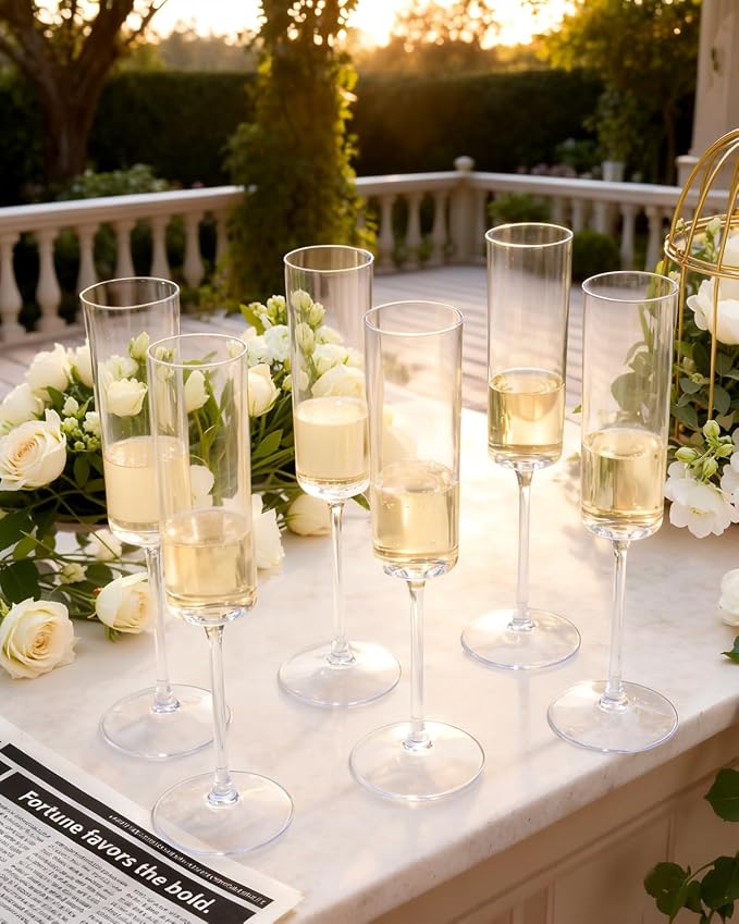 Ciaell 12 Pack Plastic Champagne Flutes - 6 Oz Clear Disposable Champagne - Image 4