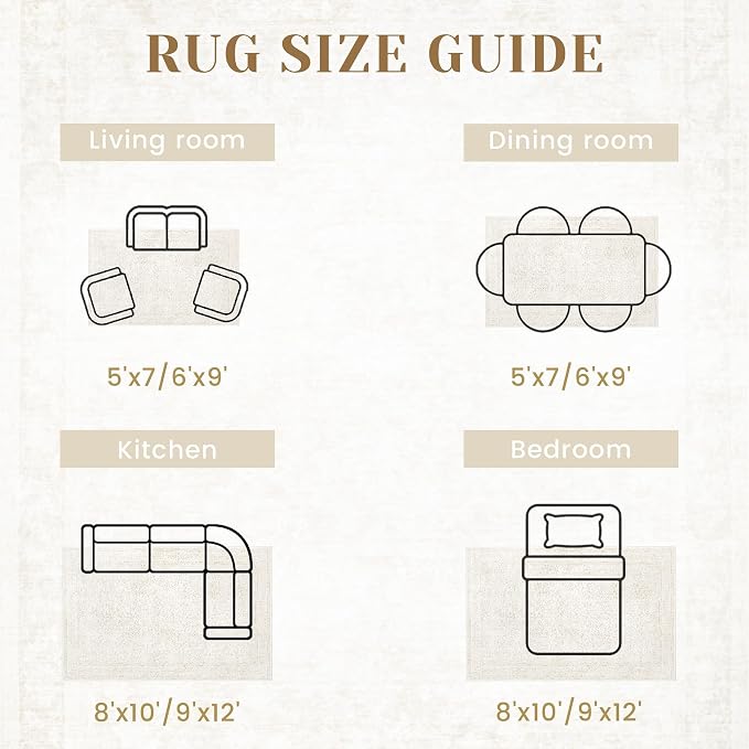 6x9 Area Rugs for Living Room: Washable Vintage Floral Rug Low Pile Non-Slip - Image 7