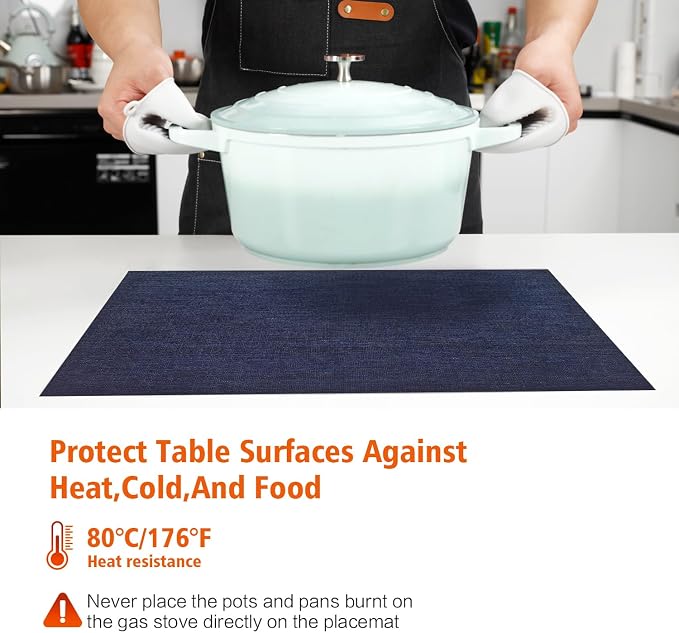 Placemats Set of 8, Heat and Stain Resistant Indoor/Outdoor Place mats - Image 4
