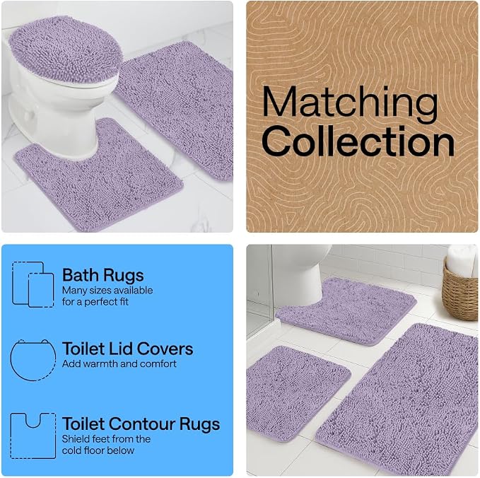 GORILLA GRIP Plush Absorbent Shaggy Chenille Bath Rug Mat - Image 8