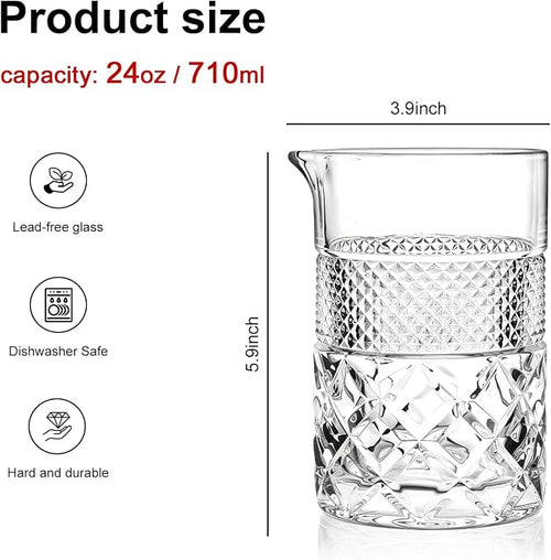 4 pcs Cocktail Mixing Glass Bartender | 24oz Crystal Bar Stirring Glass | Old - Image 2