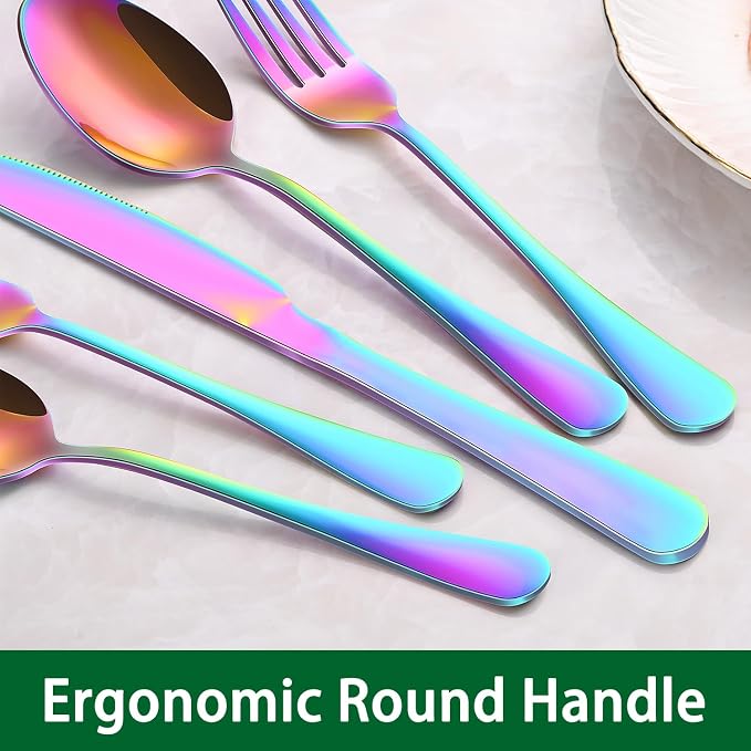 Rainbow 24 Pieces Stainless Steel Silverware Sets - Image 3