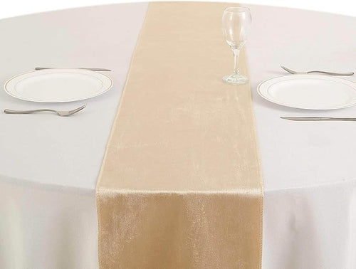 10 pcs 12x108-Inch Champagne Premium Velvet Table Runners Wedding Reception - Image 2