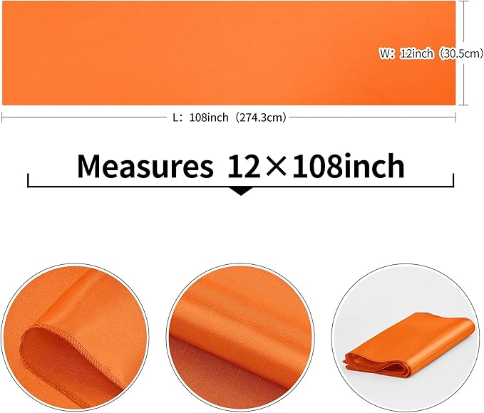 10-Pack Orange Satin Table Runner 12 x 108 Inch Long Bright and Smooth Silk - Image 3