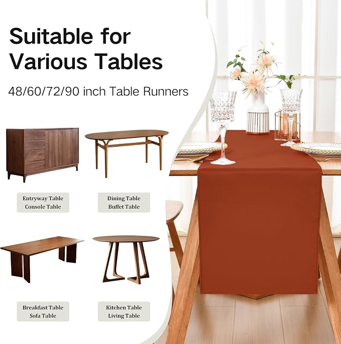 Wolkemer Farmhouse Rust Table Runner Dining Table Runners 90 Inches Long | - Image 5
