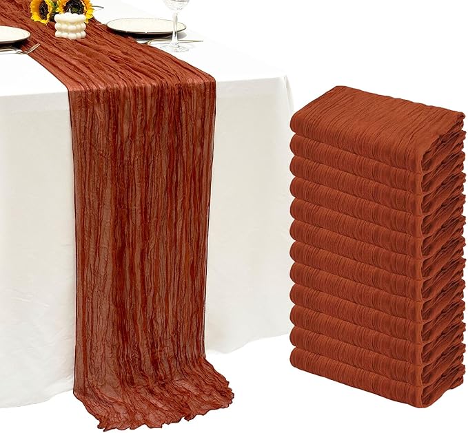 12Pack Terracotta Cheesecloth Table Runner 20x120inch Gauze Table Runners | by Seveups