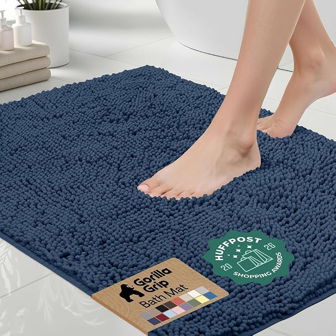 GORILLA GRIP Bath Rug Mat 48x17, Thick Soft Absorbent Chenille, Quick Dry by Unknown