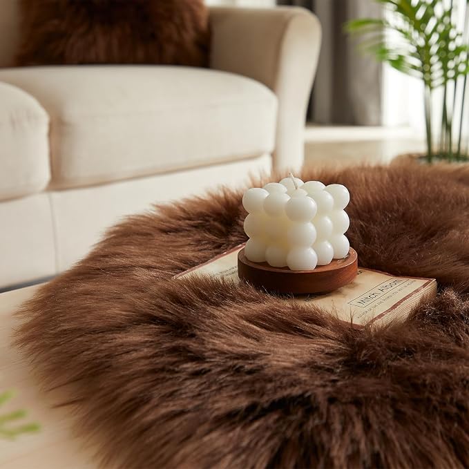 EasyJoy Ultra Soft Fluffy Shaggy Area Rug Faux Fur Rug Chair Cover Seat Pad - Image 5