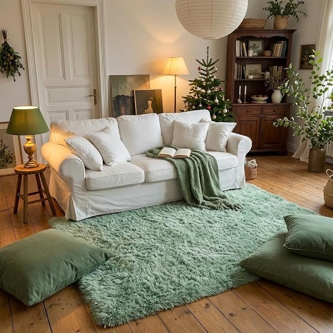 Mugorn Green Rugs for Bedroom, 3x5 Feet Fluffy Area Rugs for Living Room - Image 7