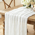 3Pcs Ivory White Table Runner, 10FT Rustic White Table Runner 35*120inch Boho by Miucat