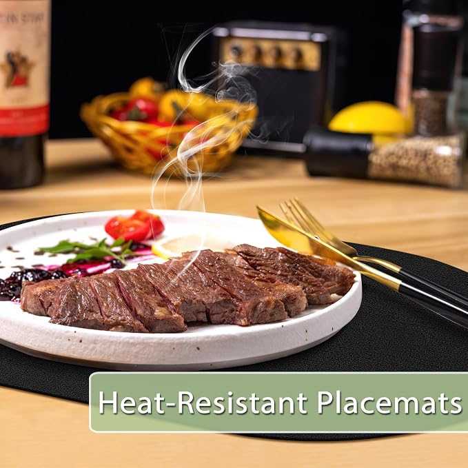 Placemats for Dining Table Set of 4 Non-Slip, Heat Resistant Leather Placemat - Image 2