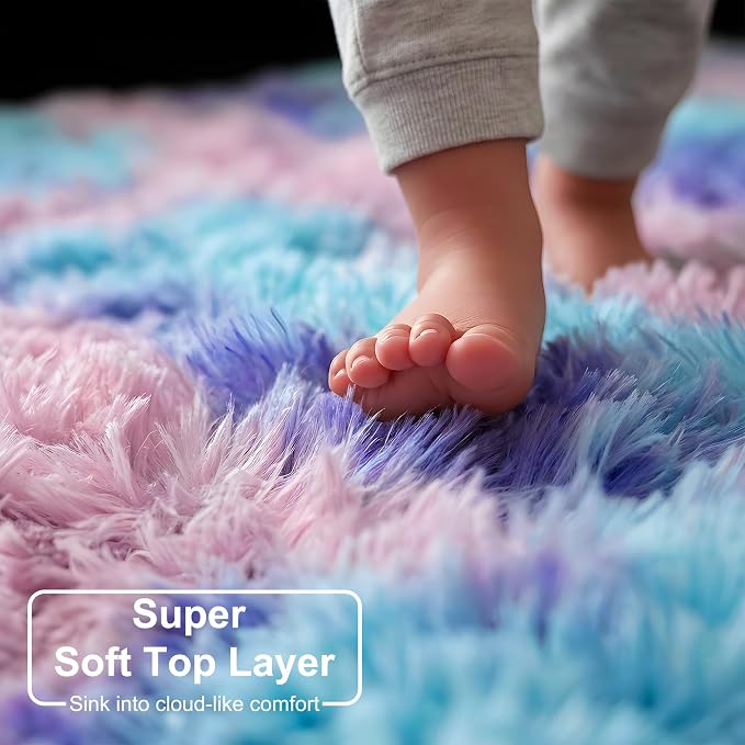Amdrebio Blue Purple Rainbow Rugs - Image 4