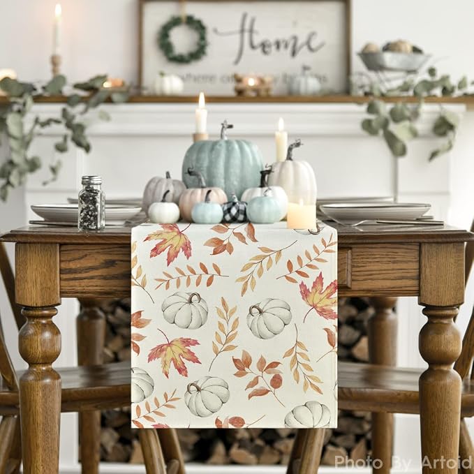 Artoid Mode 210 GSM Fall Table Runner 13x36 Inch Home Party Decor | Orange - Image 2
