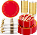 350Pieces Red Plastic Plates by WDF