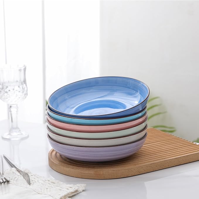 Selamica Ceramic Pasta Bowls Set 34 OZ, Large Salad Bowl 8.6 Inch Deep Plates - Image 6