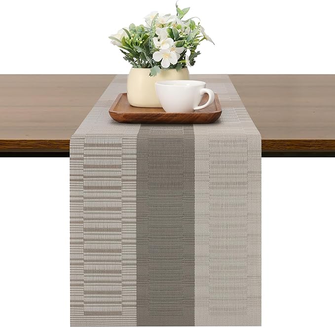 Table Runner 53 Inches Long, Vinyl Woven Farmhouse Table Runners | Washable by Chitomars